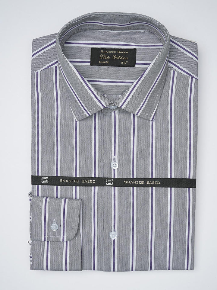 Multi Color Self Striped, Elite Edition, French Collar Men’s Formal Shirt (FS-1096)