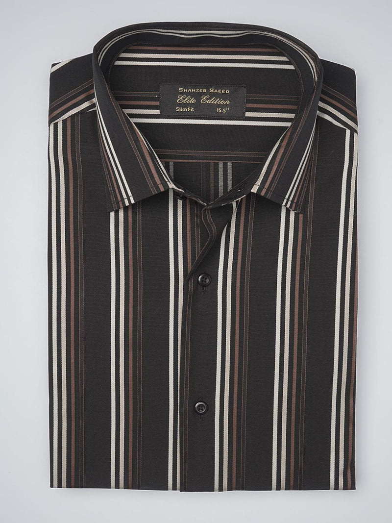 Black Striped, Elite Edition, French Collar Men’s Formal Shirt (FS-1100)