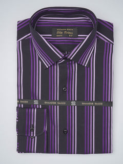 Black & Purple Striped, Elite Edition, French Collar Men’s Formal Shirt (FS-1103)