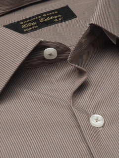 Mid Brown Self Striped, Elite Edition, French Collar Men’s Formal Shirt (FS-1104)