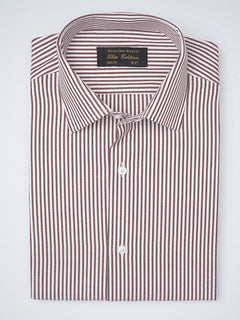 Maroon & White Striped, Elite Edition, French Collar Men’s Formal Shirt (FS-1105)