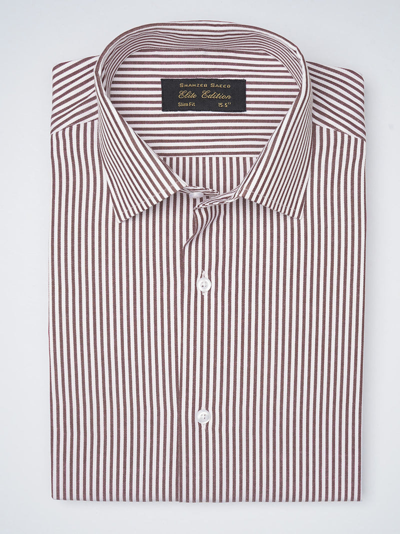 Maroon & White Striped, Elite Edition, French Collar Men’s Formal Shirt (FS-1105)
