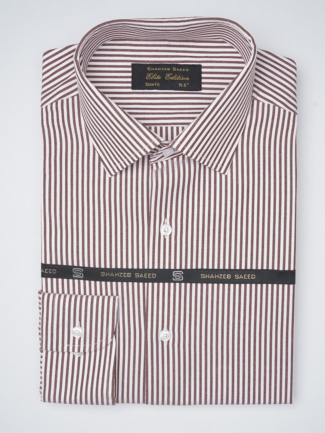 Maroon & White Striped, Elite Edition, French Collar Men’s Formal Shirt (FS-1105)