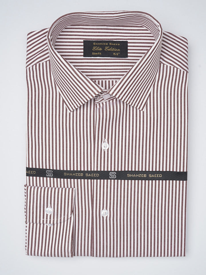 Maroon & White Striped, Elite Edition, French Collar Men’s Formal Shirt (FS-1105)