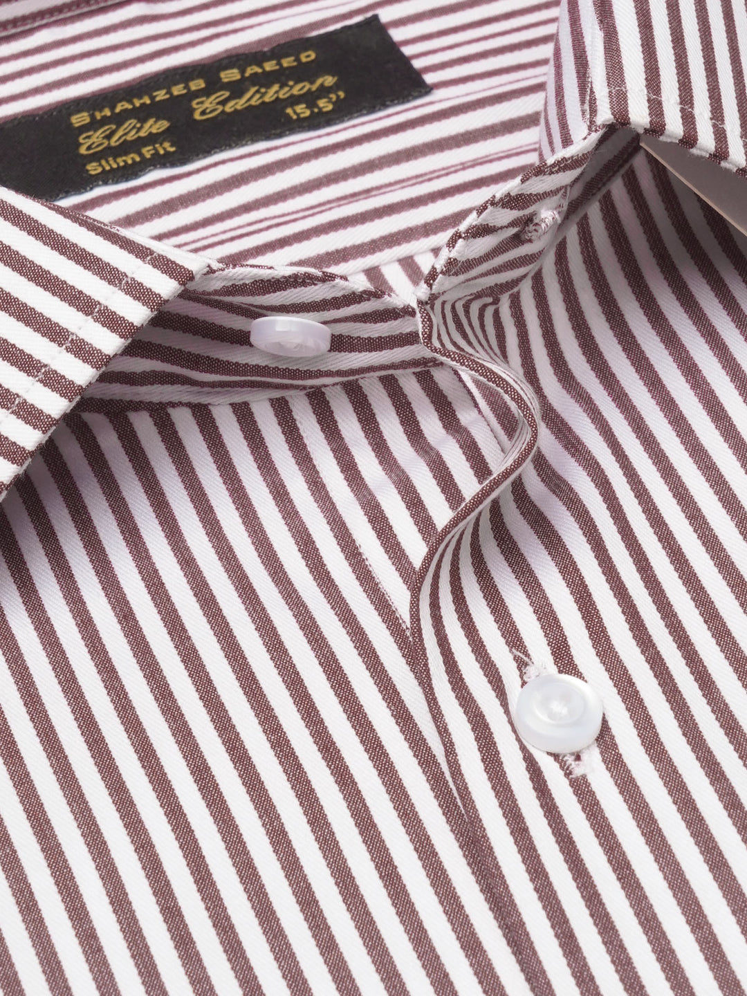 Maroon & White Striped, Elite Edition, French Collar Men’s Formal Shirt (FS-1105)