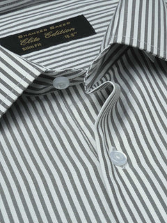 Dark Grey & White Striped, Elite Edition, French Collar Men’s Formal Shirt (FS-1106)