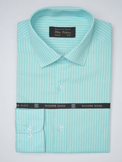 Aqua Blue Self Striped, Elite Edition, French Collar Men’s Formal Shirt (FS-1109)