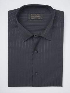 Black Self Striped Elite Edition, French Collar Men’s Formal Shirt (FS-1118)