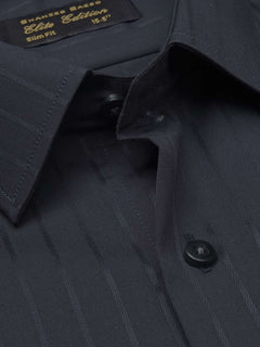 Black Self Striped Elite Edition, French Collar Men’s Formal Shirt (FS-1118)