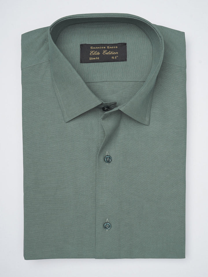 Dark Green Self Elite Edition, French Collar Men’s Formal Shirt (FS-1124)