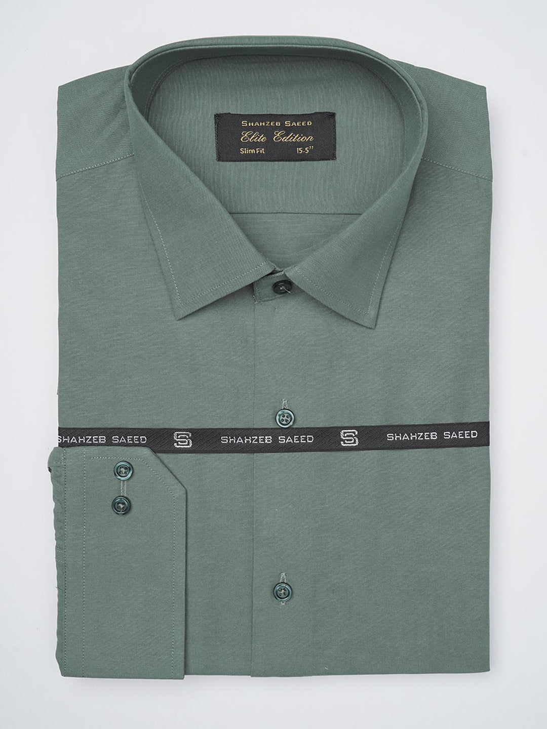 Dark Green Self Elite Edition, French Collar Men’s Formal Shirt (FS-1124)