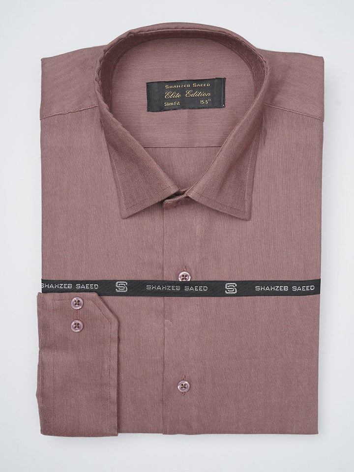 Chocolate Brown Self Elite Edition, French Collar Men’s Formal Shirt (FS-1125)