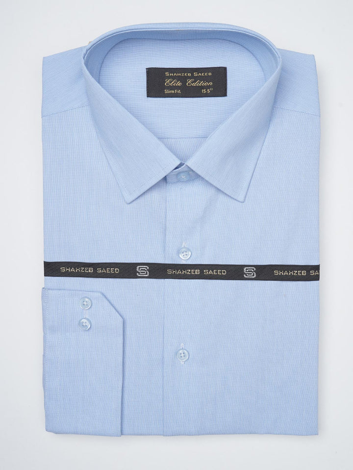 Light Blue Self Elite Edition, French Collar Men’s Formal Shirt (FS-1129)