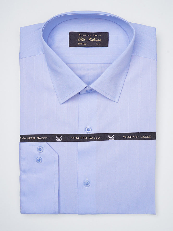 Blue Self Striped, Elite Edition, French Collar Men’s Formal Shirt (FS-1132)