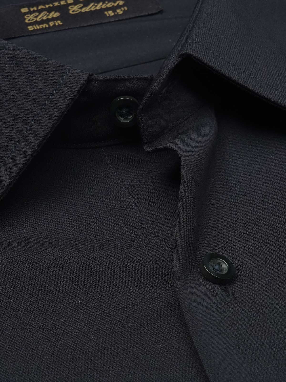Black Plain Elite Edition, French Collar Men’s Formal Shirt (FS-1138)