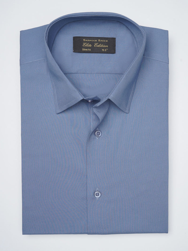 Greyish Blue  Plain, Elite Edition, French Collar Men’s Formal Shirt (FS-1148)