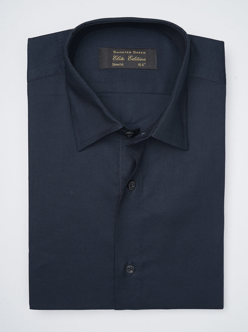 Dark Blue Plain Elite Edition, French Collar Men’s Formal Shirt (FS-1154)