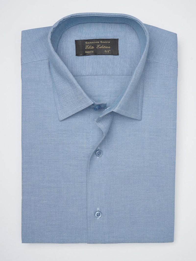 Light Blue Self Elite Edition, French Collar Men’s Formal Shirt (FS-1174)