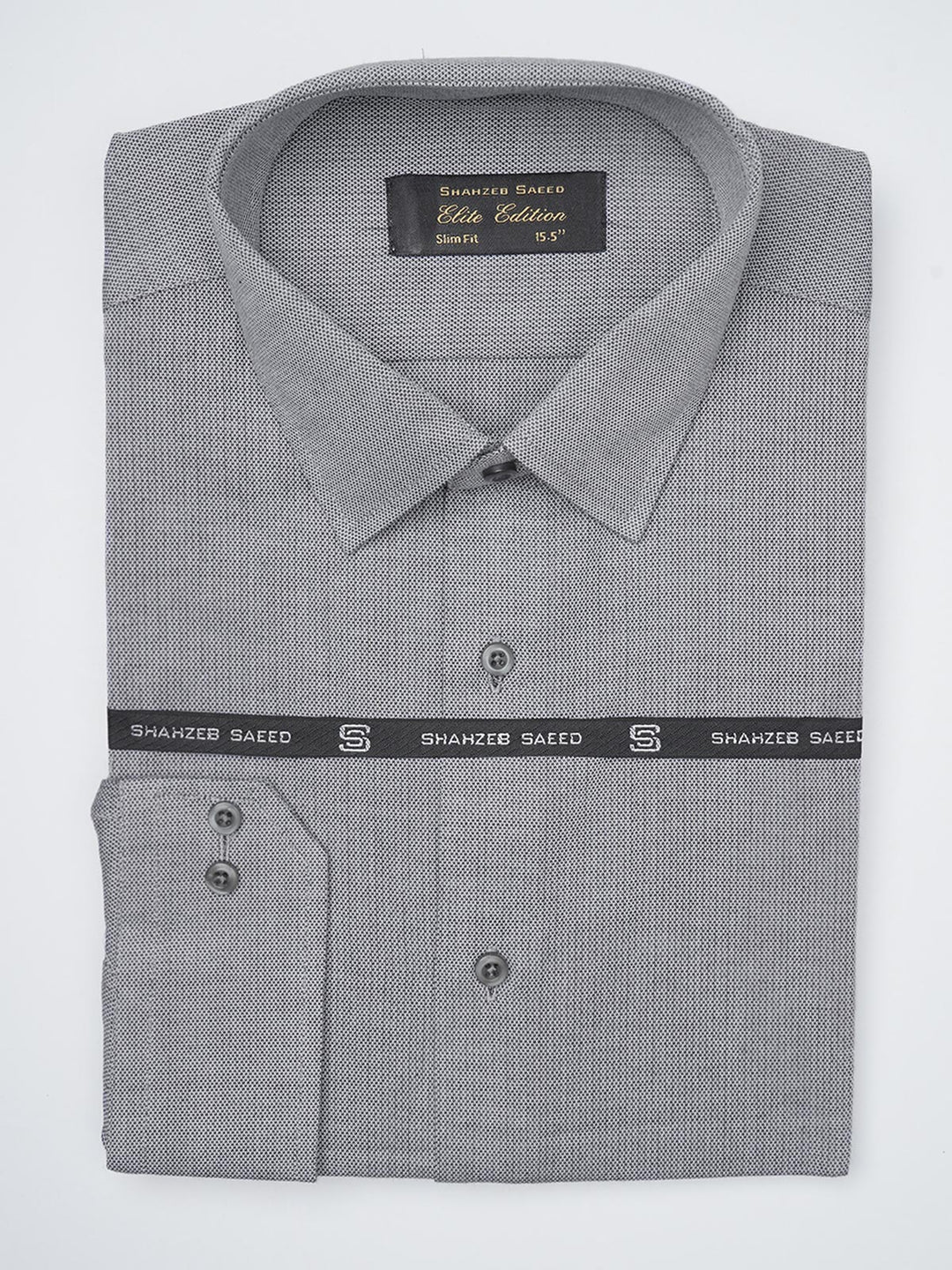 Light Grey Self Elite Edition, French Collar Men’s Formal Shirt (FS-1178)