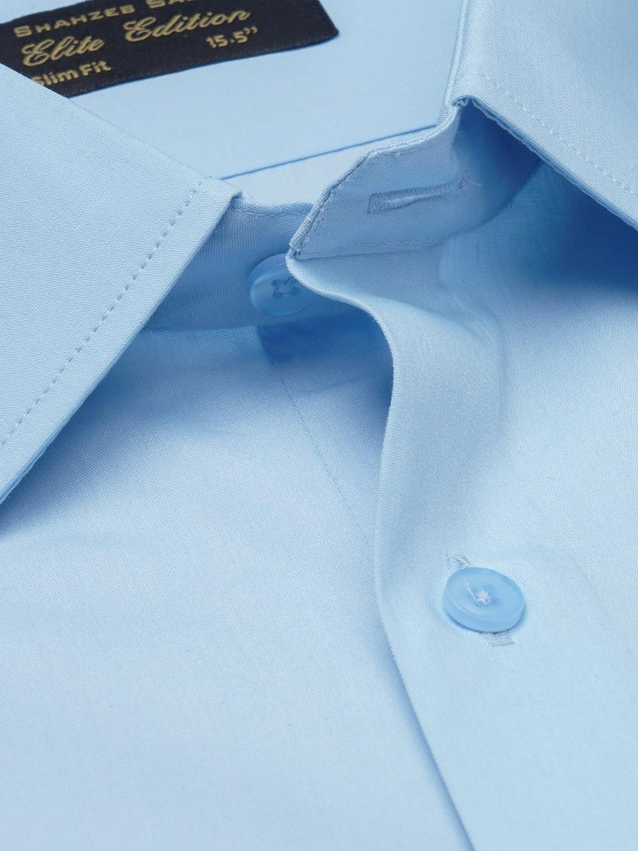 Sky Blue Plain Elite Edition, French Collar Men’s Formal Shirt (FS-1179)