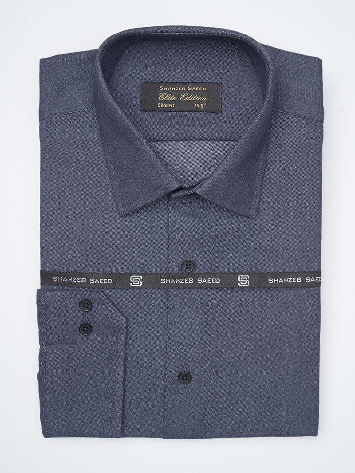 Dark Blue Self, Elite Edition, French Collar Men’s Formal Shirt (FS-1181)