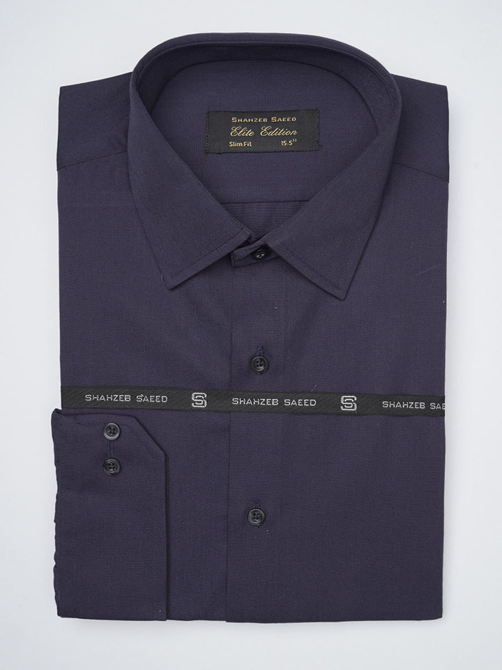 Dark Blue Plain, Elite Edition, French Collar Men’s Formal Shirt (FS-1190)