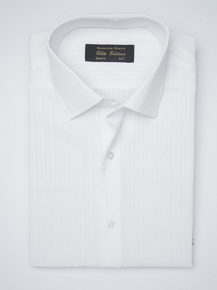 White Self Striped, Elite Edition, French Collar Men’s Formal Shirt (FS-1200)