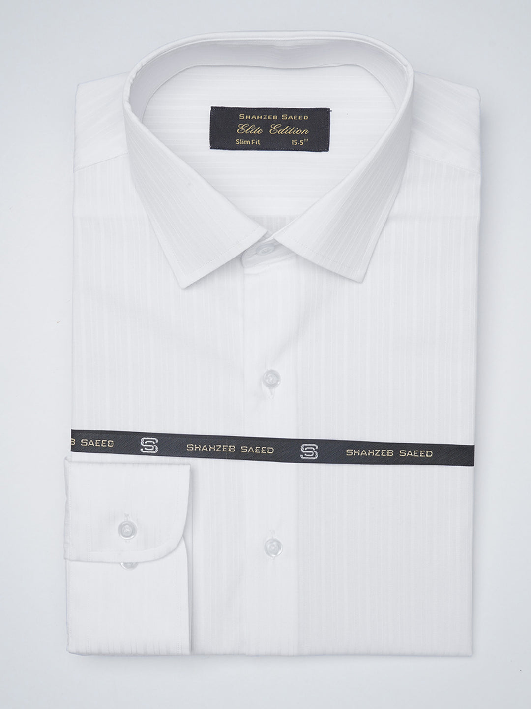 White Self Striped, Elite Edition, French Collar Men’s Formal Shirt (FS-1200)