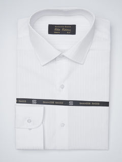 White Self Striped, Elite Edition, French Collar Men’s Formal Shirt (FS-1200)