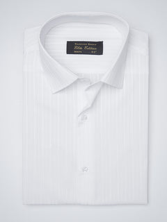 White Self Striped, Elite Edition, French Collar Men’s Formal Shirt (FS-1202)