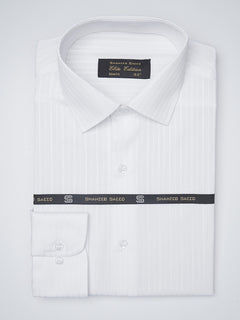 White Self Striped, Elite Edition, French Collar Men’s Formal Shirt (FS-1202)