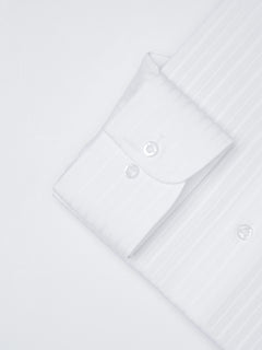 White Self Striped, Elite Edition, French Collar Men’s Formal Shirt (FS-1202)