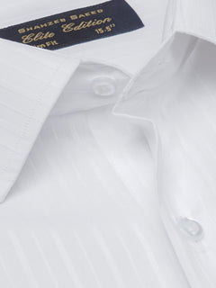 White Self Striped, Elite Edition, French Collar Men’s Formal Shirt (FS-1202)