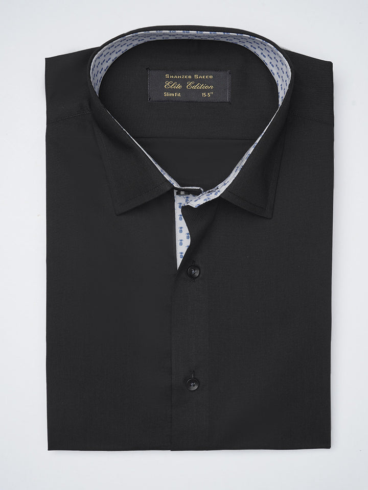 Black Plain, Elite Edition, French Collar Men’s Designer Formal Shirt (FS-1207)