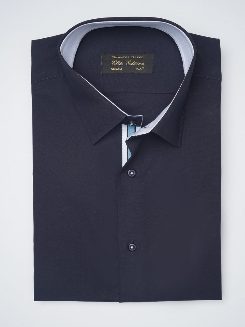 Dark Blue Plain, Elite Edition, French Collar Men’s Designer Formal Shirt (FS-1209)