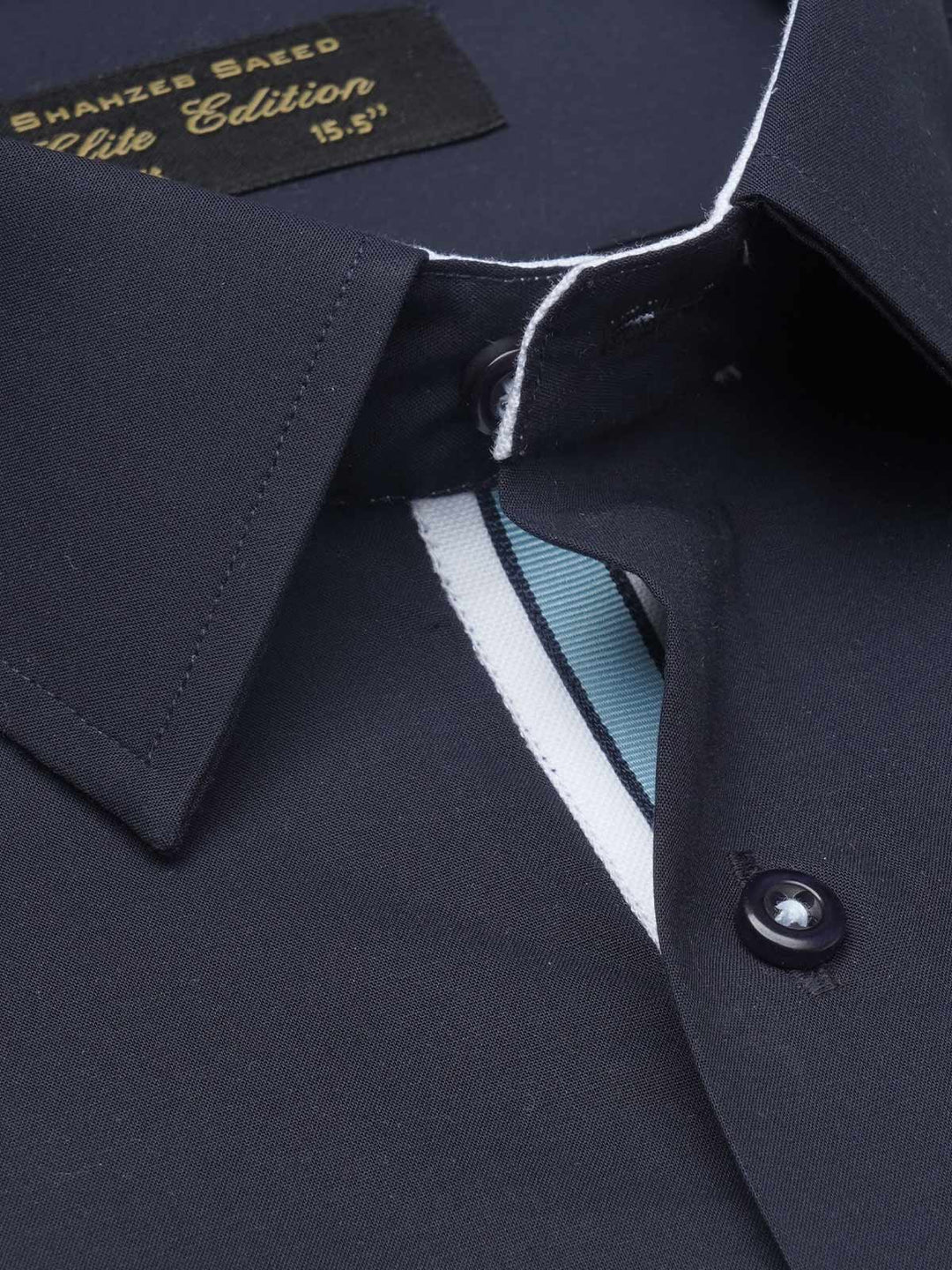 Dark Blue Plain, Elite Edition, French Collar Men’s Designer Formal Shirt (FS-1209)