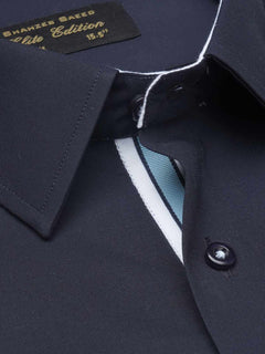 Dark Blue Plain, Elite Edition, French Collar Men’s Designer Formal Shirt (FS-1209)