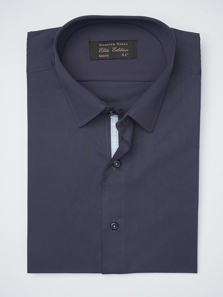 Dark Blue Plain, Elite Edition, French Collar Men’s Designer Formal Shirt (FS-1211)