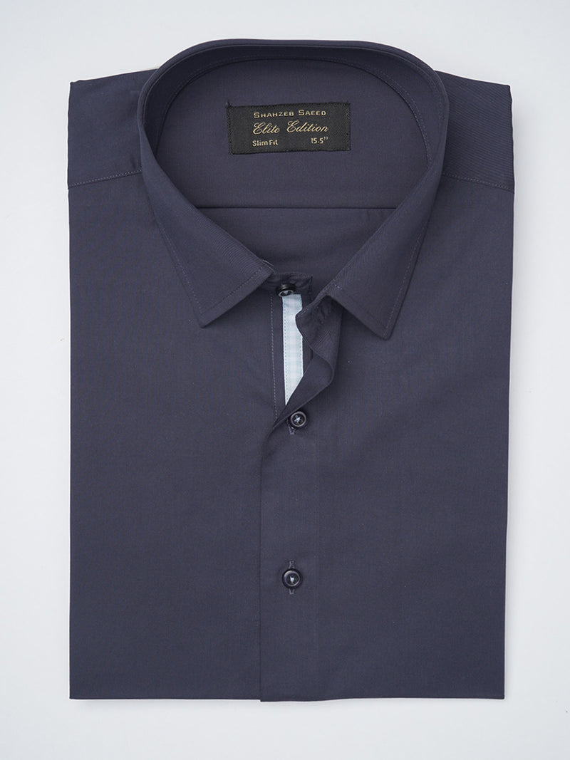 Dark Blue Plain, Elite Edition, French Collar Men’s Designer Formal Shirt (FS-1211)