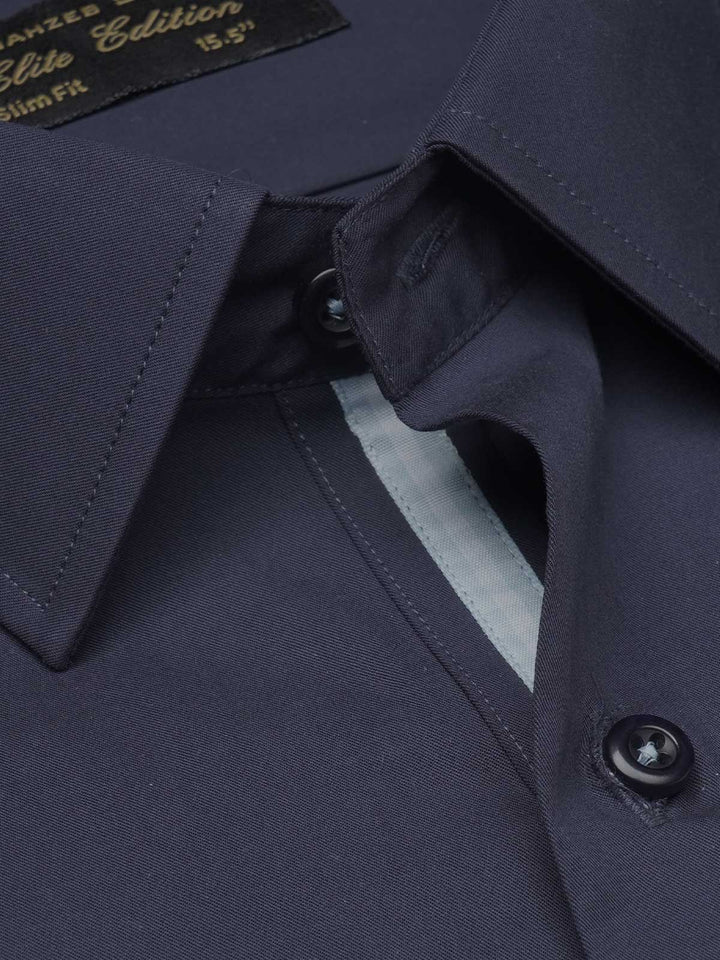 Dark Blue Plain, Elite Edition, French Collar Men’s Designer Formal Shirt (FS-1211)