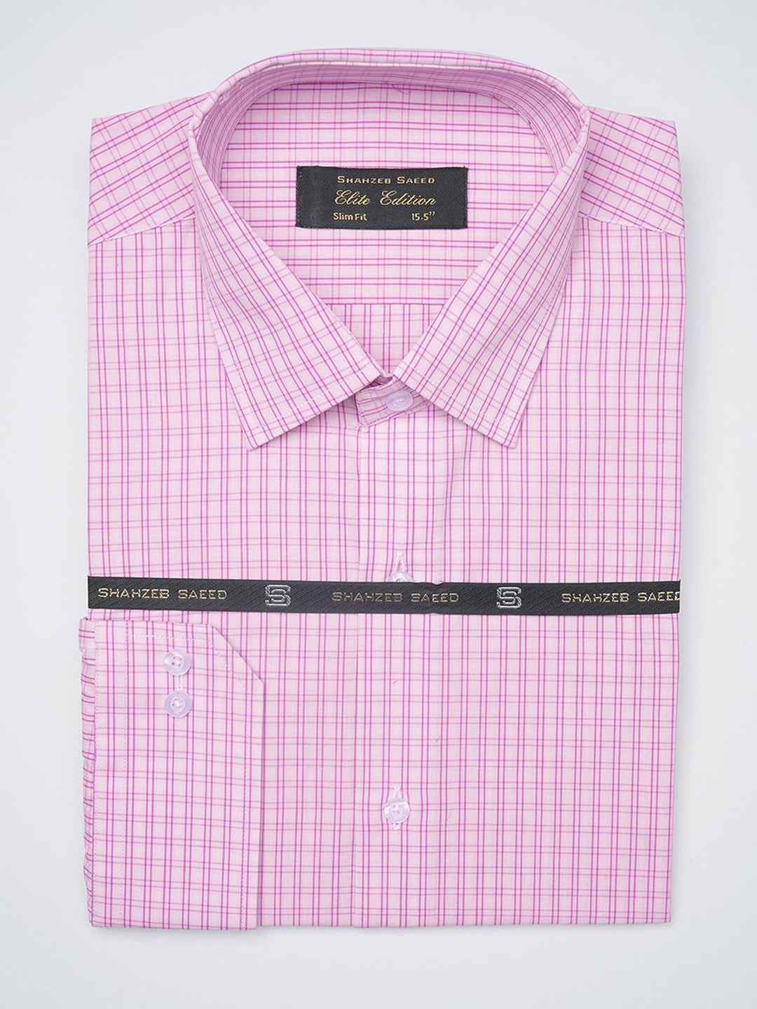 Pink Self Checkered, Elite Edition, French Collar Men’s Formal Shirt (FS-1215)