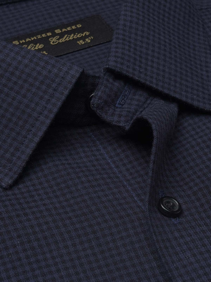 Dark Blue Self Checkered, Elite Edition, French Collar Men’s Formal Shirt (FS-1216)