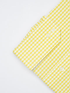 Yellow Self Checkered, Elite Edition, French Collar Men’s Formal Shirt (FS-1223)