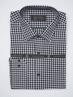 Black Self Micro Checkered, Elite Edition, French Collar Men’s Formal Shirt (FS-1224)