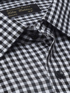 Black Self Micro Checkered, Elite Edition, French Collar Men’s Formal Shirt (FS-1224)