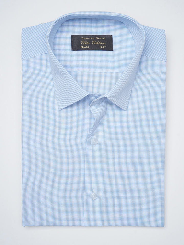 Light Blue Self Checkered, Elite Edition, French Collar Men’s Formal Shirt (FS-1225)