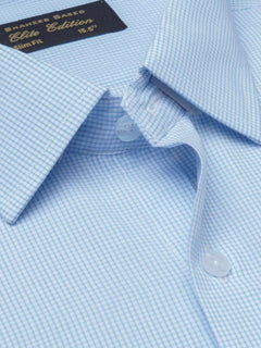 Light Blue Self Checkered, Elite Edition, French Collar Men’s Formal Shirt (FS-1225)