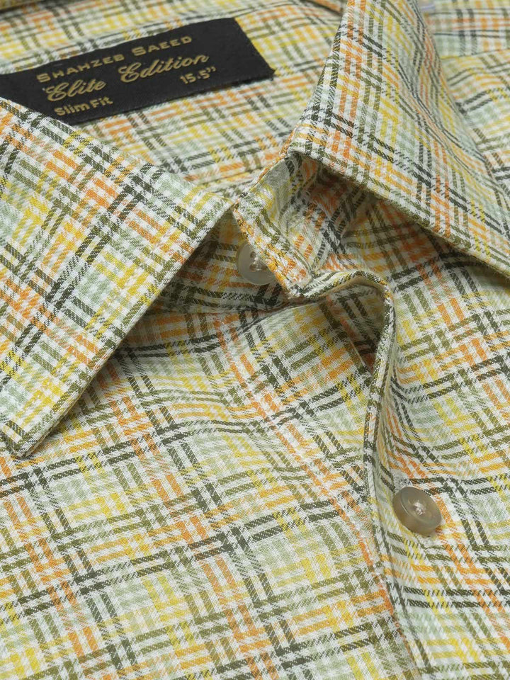 Multi Color Self Checkered, Elite Edition, French Collar Men’s Formal Shirt (FS-1228)