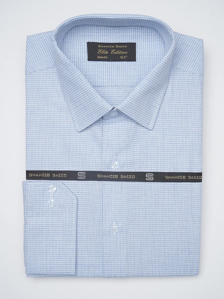 Light Blue Self, Elite Edition, French Collar Men’s Formal Shirt (FS-1231)