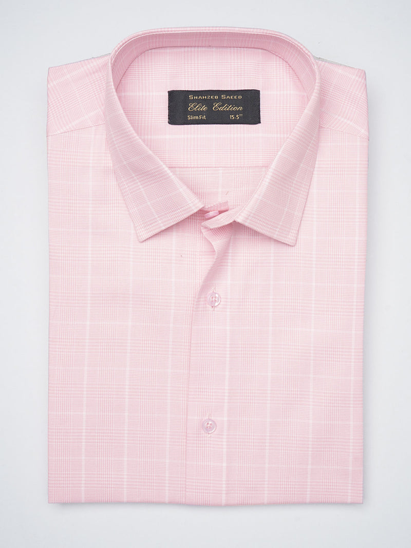 Light Pink Self Checkered, Elite Edition, French Collar Men’s Formal Shirt (FS-1237)